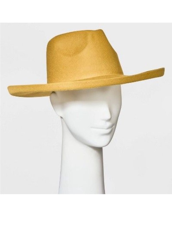 Universal Thread Accessories - NWT Universal Thread Upturned Wide Brim Felt Fedora Hat Mustard Yellow